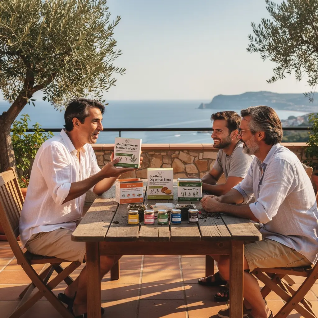 Una selezione di diverse scatole di tè con etichette descrittive e colori vivaci.