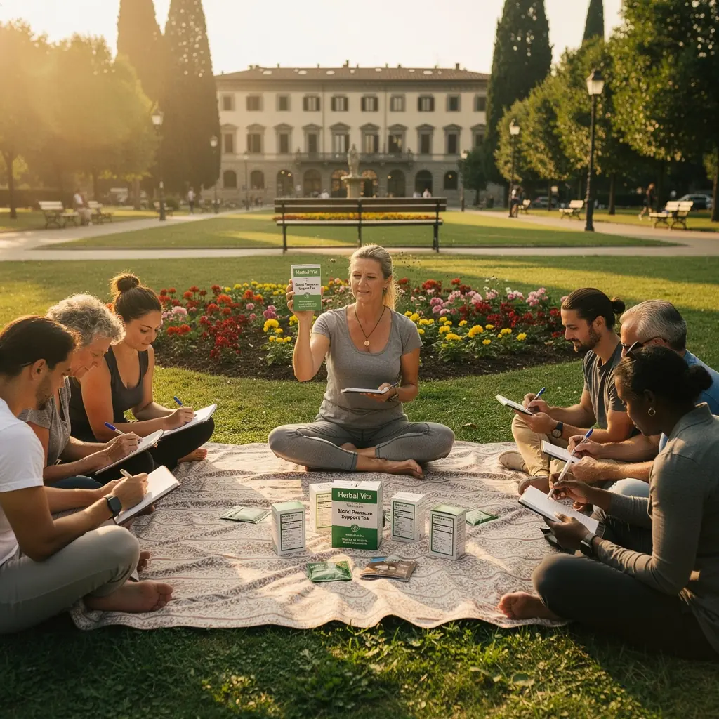Una tazza di tè caldo con foglie di tè e limone su un tavolo di legno.